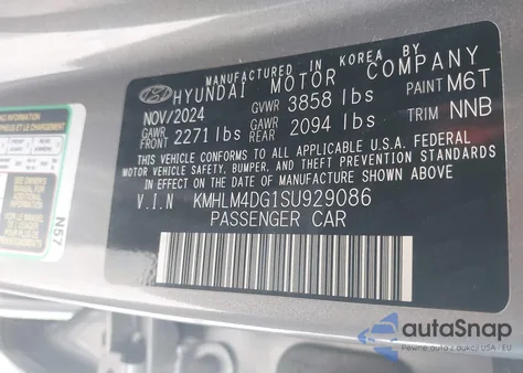 2025 Hyundai Elantra Sel Sport из США, поврежденный, VIN KMHLM4DG1SU929086